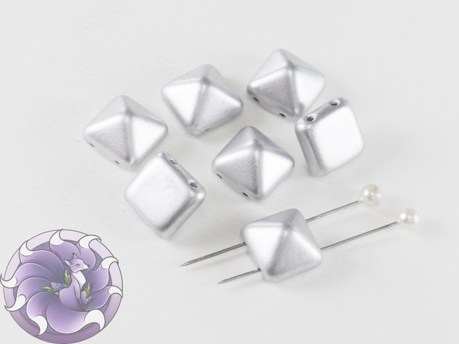 Pyramid beads 2-hole 12x12mm Aluminium Silver